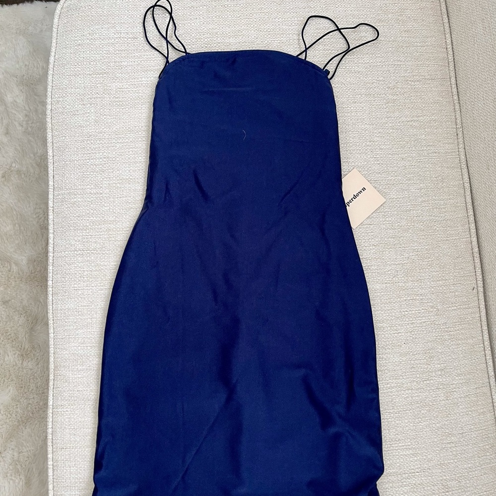 Super down Metallic Blue Mini Dress